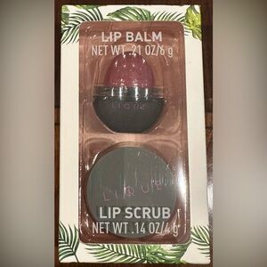 LiqueLips “Ambitious” Tinted Lip Balm & Lip Scrub Lip Care Set Coconut Scent NIB